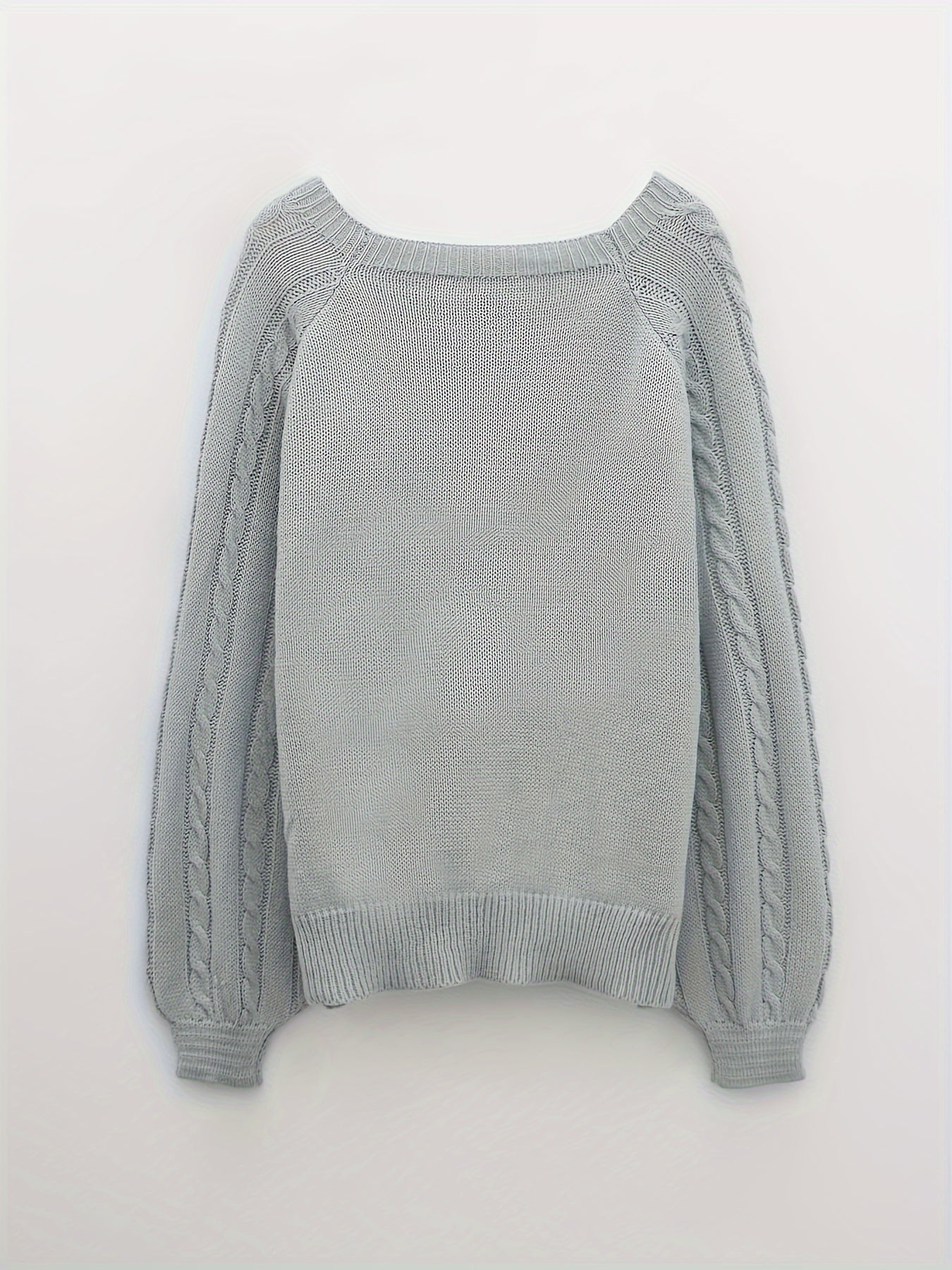 Textured Button Casual Sweater Long Sleeve Crew Neck Knit Jumper