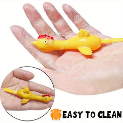 Bulk Yellow TPU Flying Rubber Chicken Finger Slingshot Toys