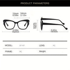 Retro Jelly Rivet Cat Eye Square Clear Lens Computer Glasses