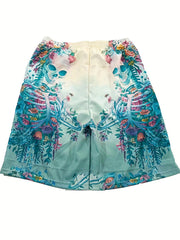 Men's Floral Skeleton Print Shorts