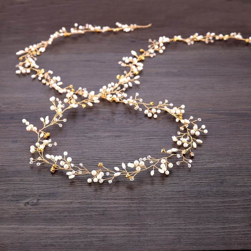 Western Wedding Hair Crown Faux Pearl Ornaments