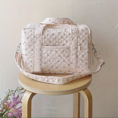 Floral Polyester Messenger Bag Diaper Tote with Insulated Bottle Storage