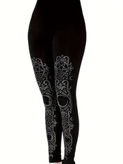 Gothic Leggings Women's Plus Graphic Print Slim Fit Leggings