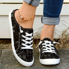 Women's Lace Canvas Shoes Round Toe Low Top