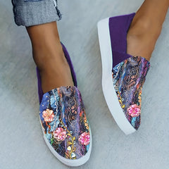 Women's Colorful Sequin Flat Shoes Lightweight Comfortable Skate Shoes