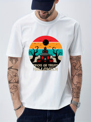 Haunted House Men's Graphic Crew Neck T shirt