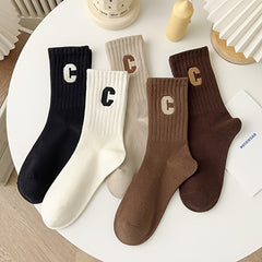 5 Pairs Girls Breathable Crew Socks for Spring Autumn Sports Teens Children