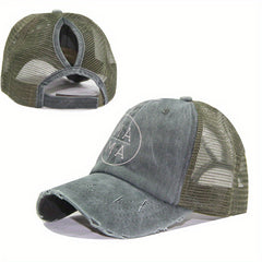 MAMA Ponytail Distressed Dad Hat Women