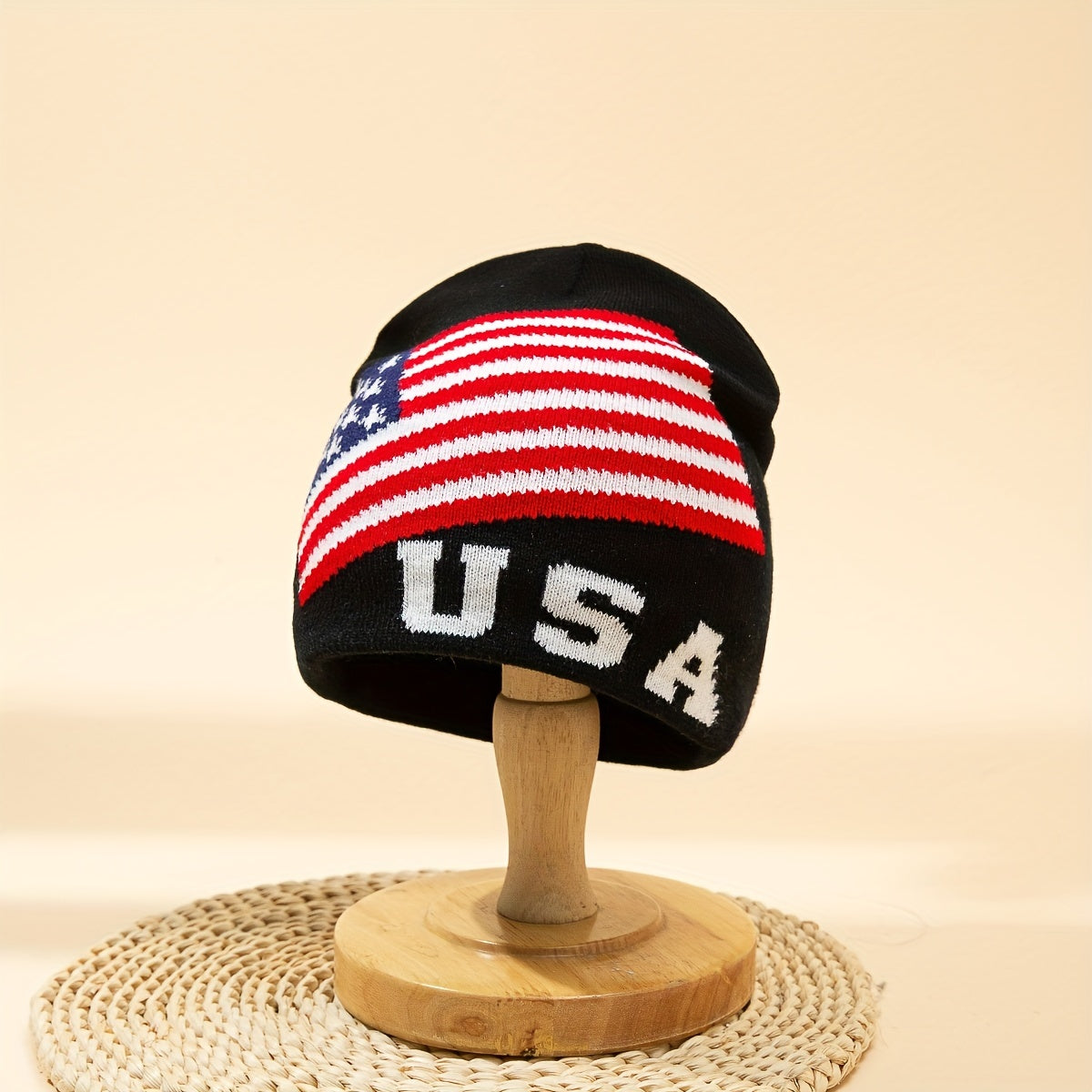 Independence Beanie Flag Jacquard Unisex Hip Hop Knit Hat Patriotic Skull Cap