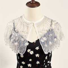 2 Layer Mesh Pearl Thin Shawl Dress Decorative Shawl For Women