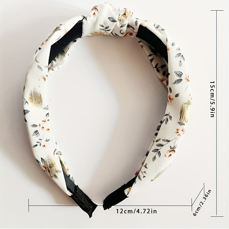 Floral Print Women Headband Wide Cloth Hairband Vintage Hair Accessories