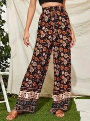 Floral Print Drawstring Pants Boho High Waist Pants