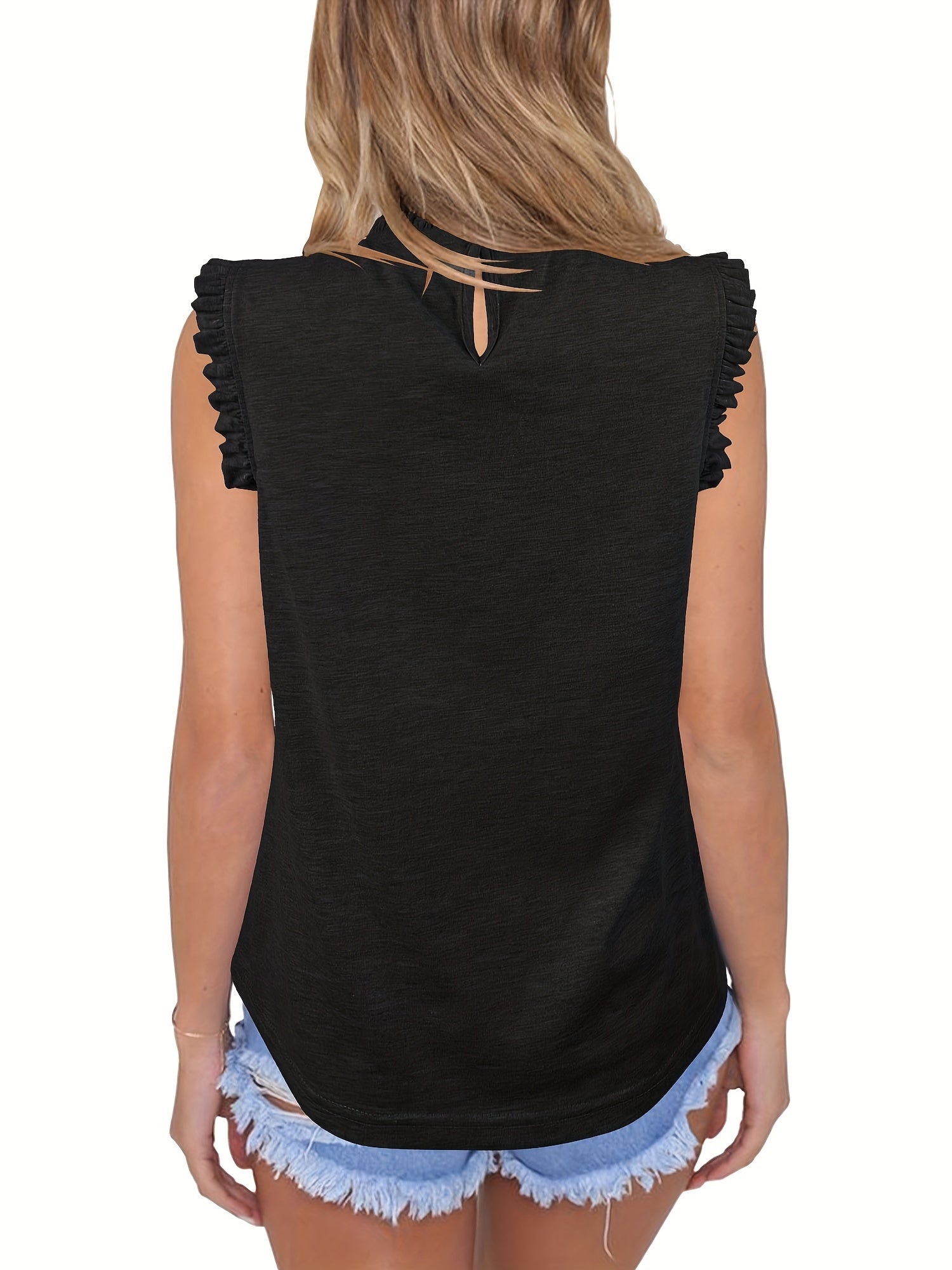 Pleated Crew Neck Tank Top Sleeveless Casual Summer Women's Clothing