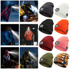 LED Light Hat Wireless Function Beanie Hat Rechargeable Knit Warm Hat