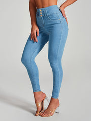 Stretchy High Rise Skinny Jeans Slim Fit Curve Sculpting High Waist Jean Pants