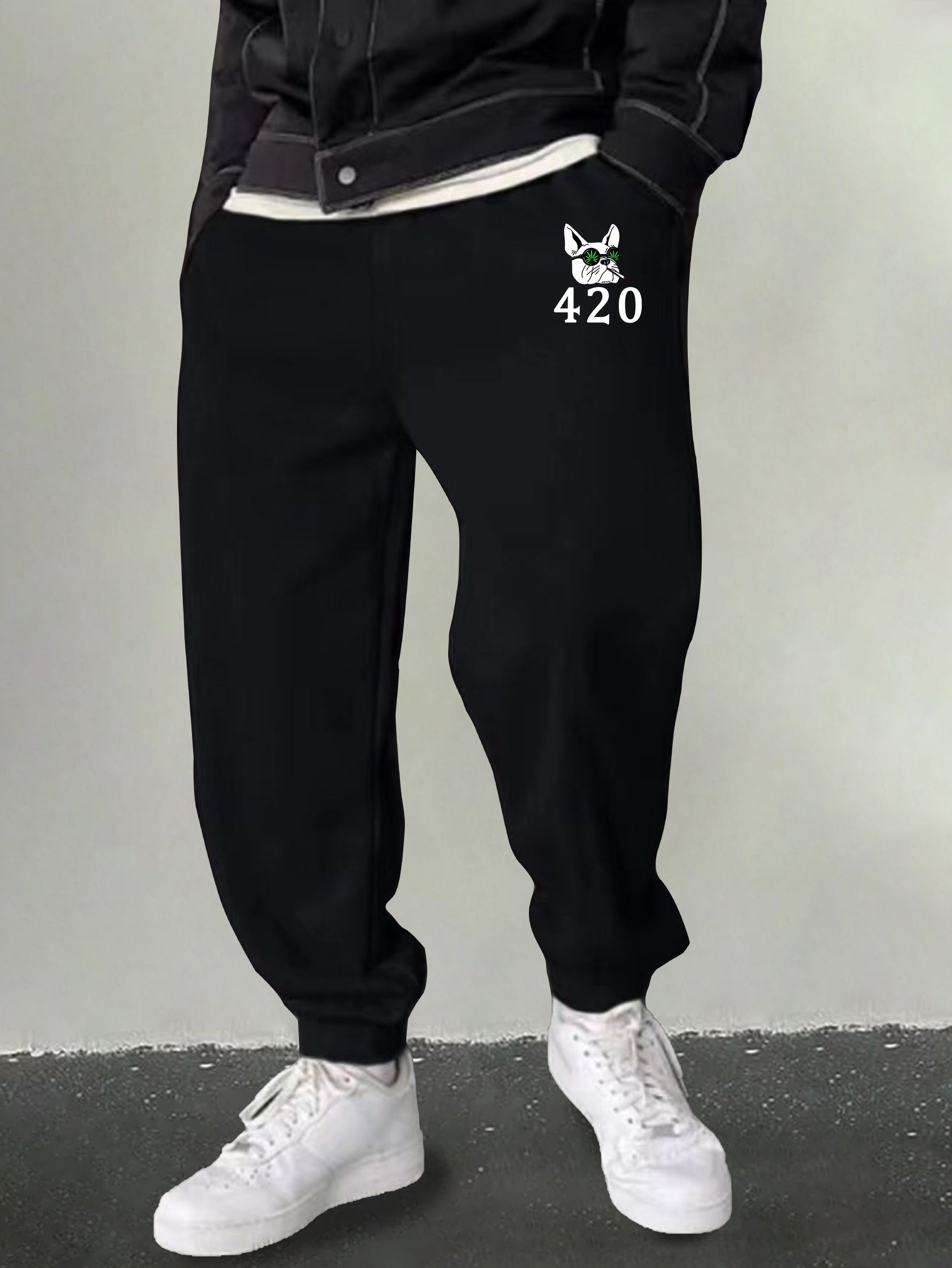 Men's Cartoon Dog Print Joggers Casual Sweatpants
