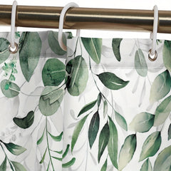 Waterproof Leaf Pattern Shower Curtain with 12 Hooks 72x72in