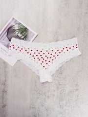 5 Pack Plus Size Lace Heart & Bow Print Panties Set