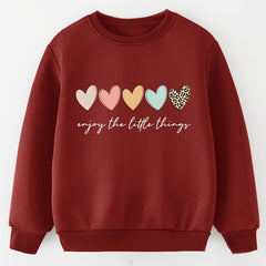 Baby Girls Heart Graphic Pullover Round Neck Sweatshirt