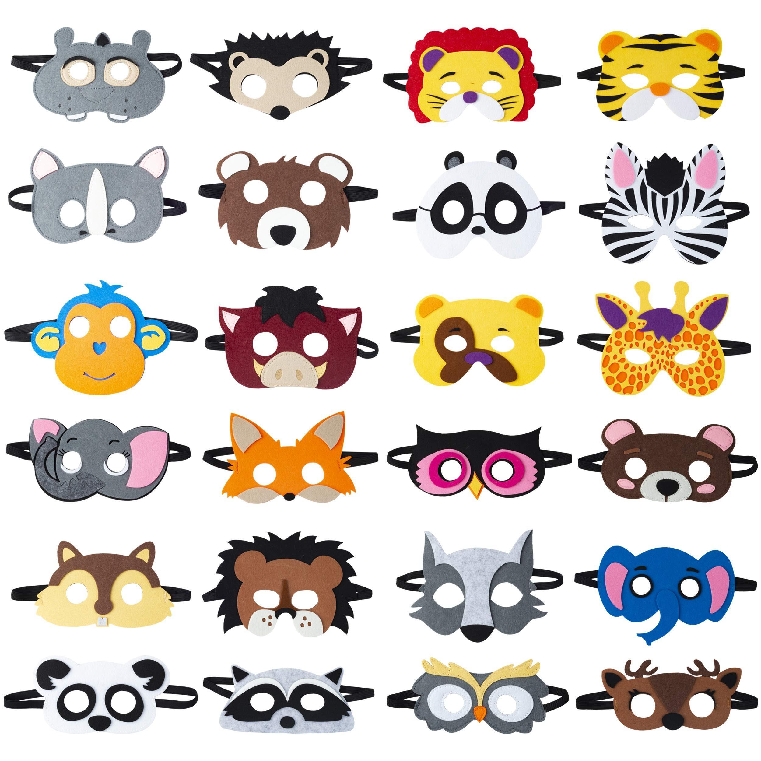 Assorted Felt Animal Masks Variety Pack for Safari Themed Party Favors