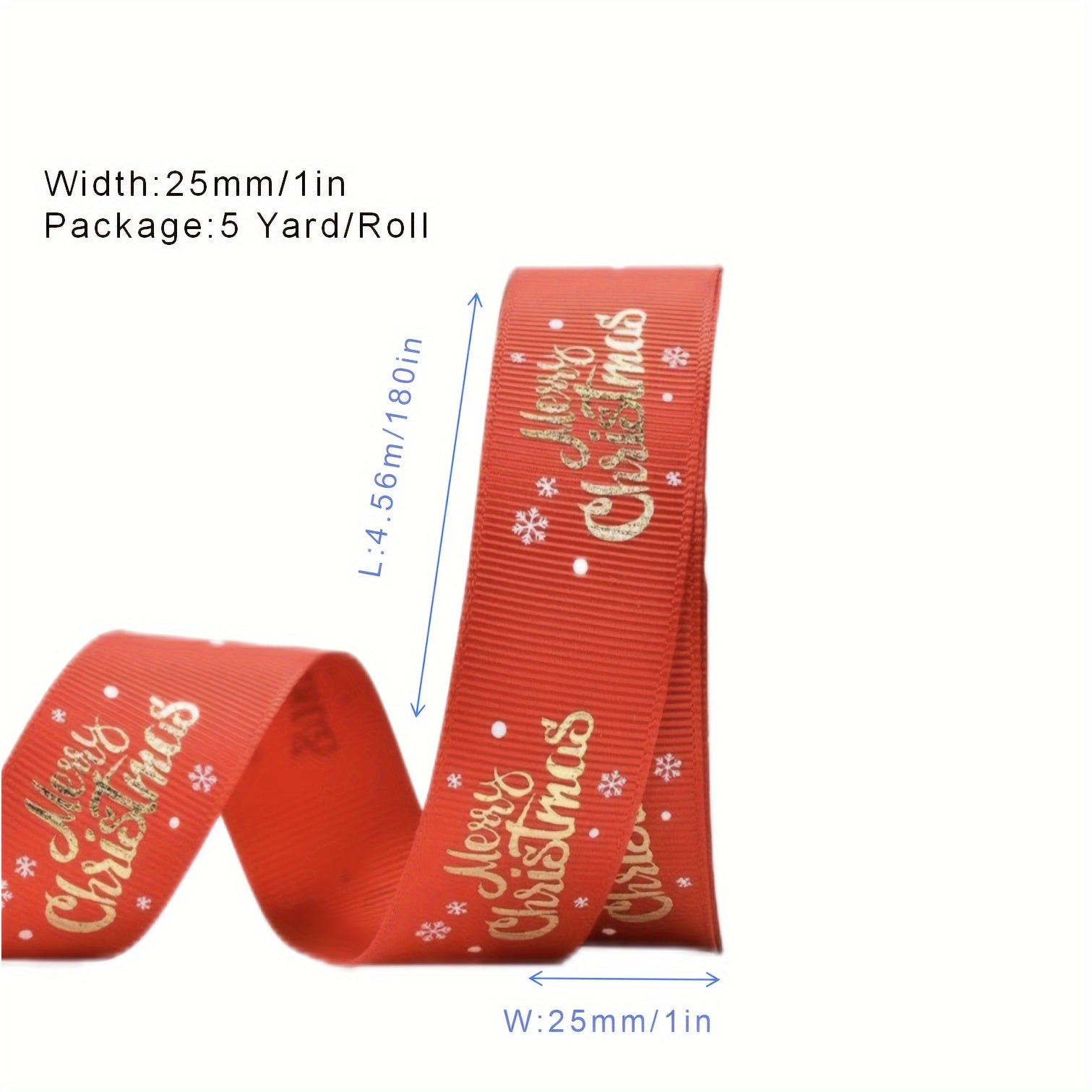 25mm Xmas Ribbon 5Yards, Craft Wedding Hair Bow Accessory