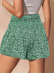Floral Print Shorts Casual Shirred Waist Summer Shorts Women's Clothing