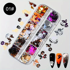 Halloween Nail Art Glitter Sequins 3D Holographic Confetti Manicure DIY