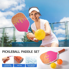 Shollar Fiberglass Honeycomb Pickleball Set with 2 Rackets, 4 Balls & Bag