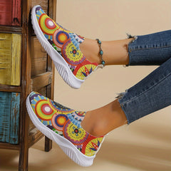 Women's Geometric Lace-up Mesh Sneakers for Running