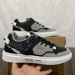 Men's Patchwork Skate Shoes Lace Up Sneakers