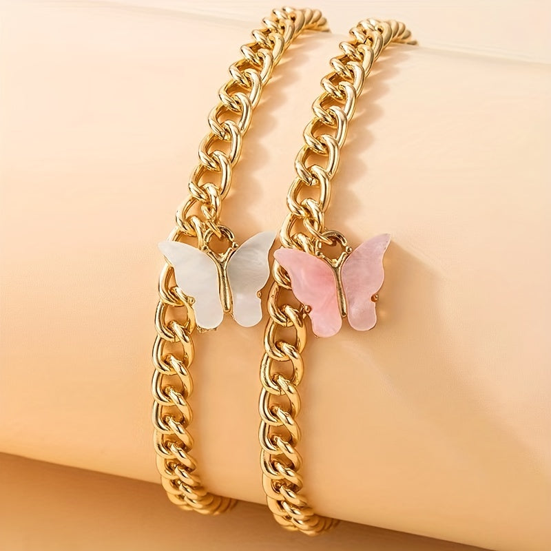 Beach Butterfly Acrylic Anklet Bracelet for Women