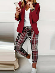Allover Print Blazer & Pants Set for Women