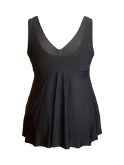 Women's Plus Size V Neck Tankini Set