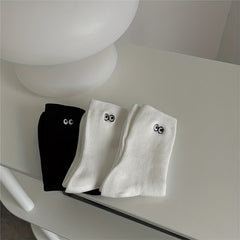 2 Pairs Eyes Pattern Socks Comfy & Mid Tube Women's Stockings