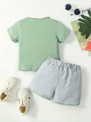 2pcs Baby Girls Heart Print T shirt & Shorts Set Summer Clothes