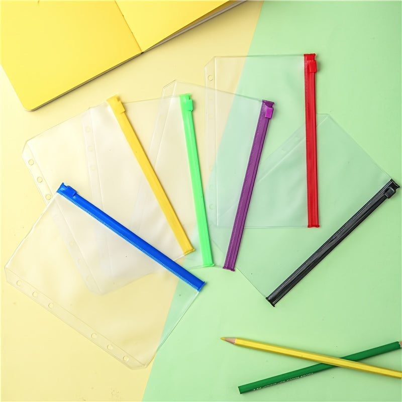 12pcs A6 6 Hole Binder Pockets Waterproof PVC Zipper Binder Pouches