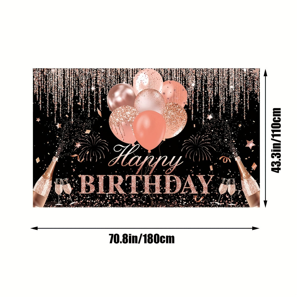 Silvery Rose Golden Happy Birthday Party Decorations Supplies Glitter Balloon
