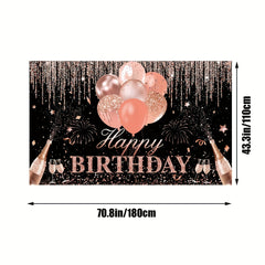 Silvery Rose Golden Happy Birthday Party Decorations Supplies Glitter Balloon