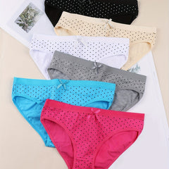 6 Pack Plus Size Bow Print Low Rise Briefs Set