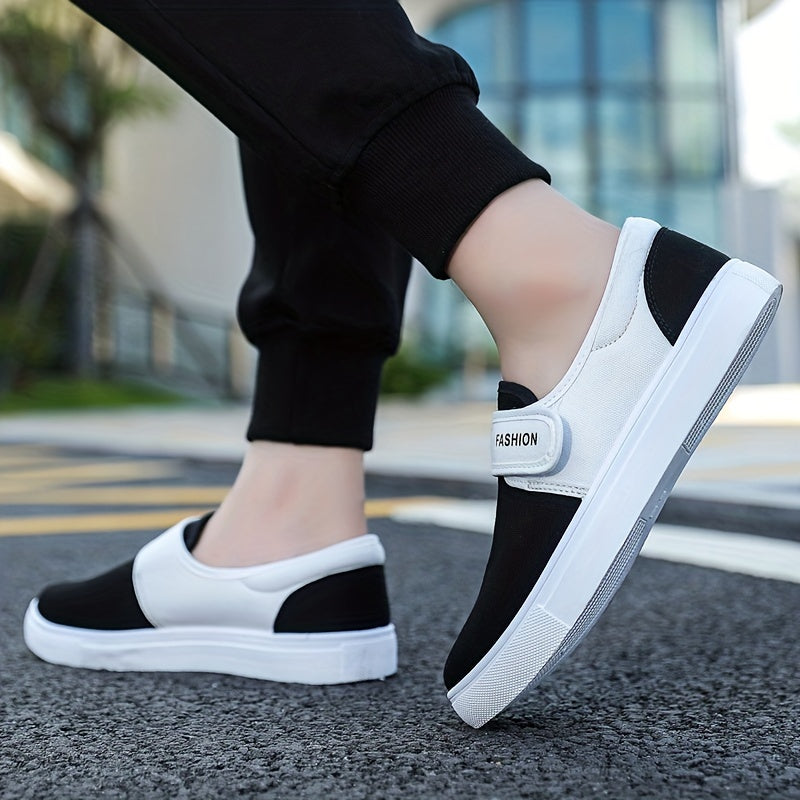 Men's Hook And Loop Canvas Skate Shoes Breathable Sneakers