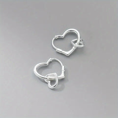 925 Silver Hoop Earrings for Teen Girls Hearts Interlocking Dangle Drop