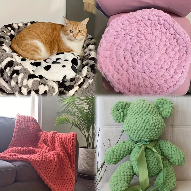 2pcs Thick Wool Thread DIY Flower Solid Woven Blanket Scarf About 250g 25m