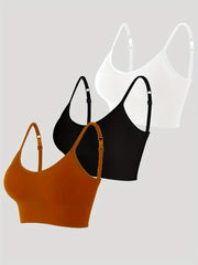 3pcs Seamless Wireless Bras Comfy & Breathable Women's Lingerie