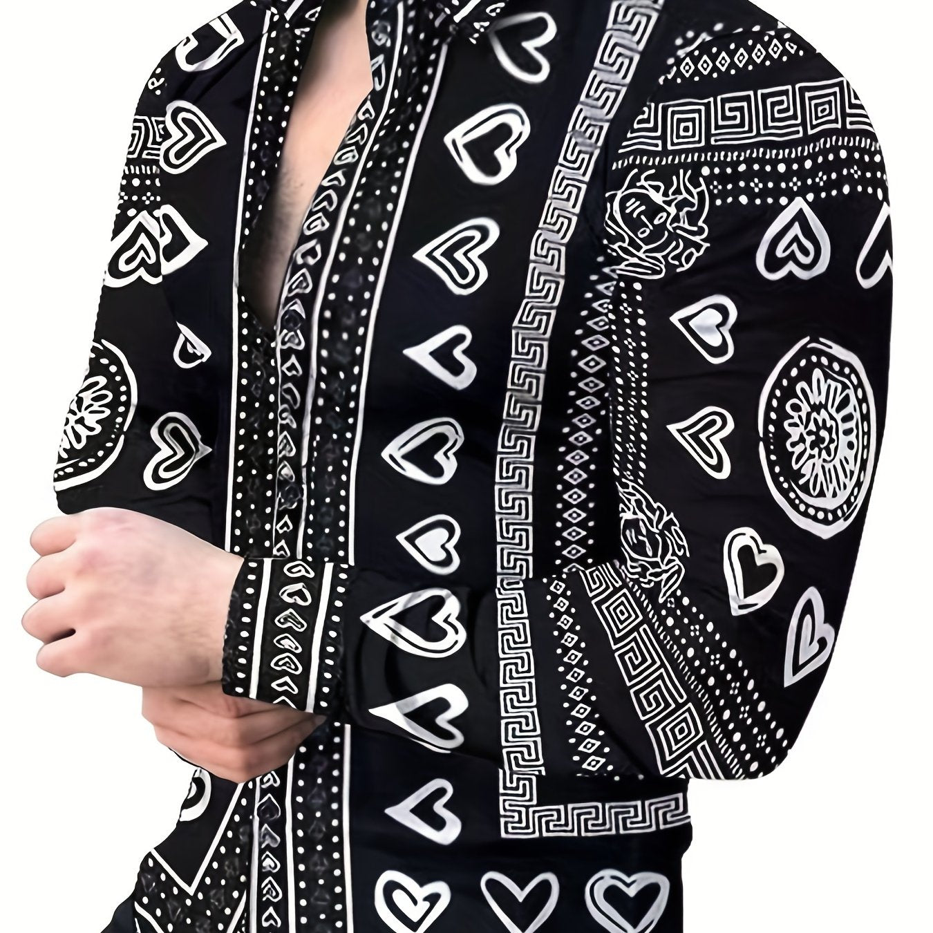 Men's Paisley Printed Casual Long Sleeve Shirt