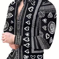 Men's Paisley Printed Casual Long Sleeve Shirt