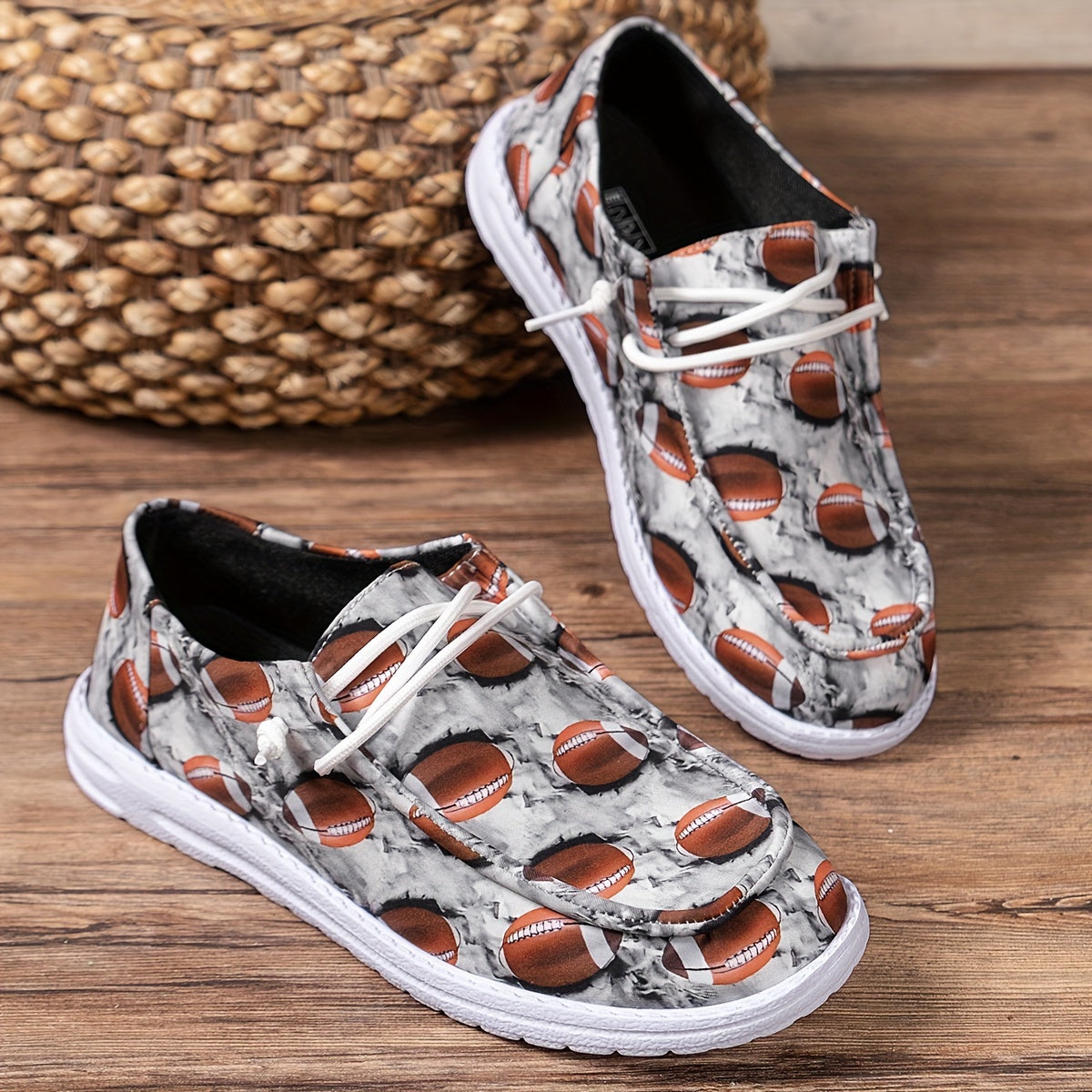 Women's Rugby Pattern Slip On Flat Shoes Lightweight Soft Casual Walking Shoes