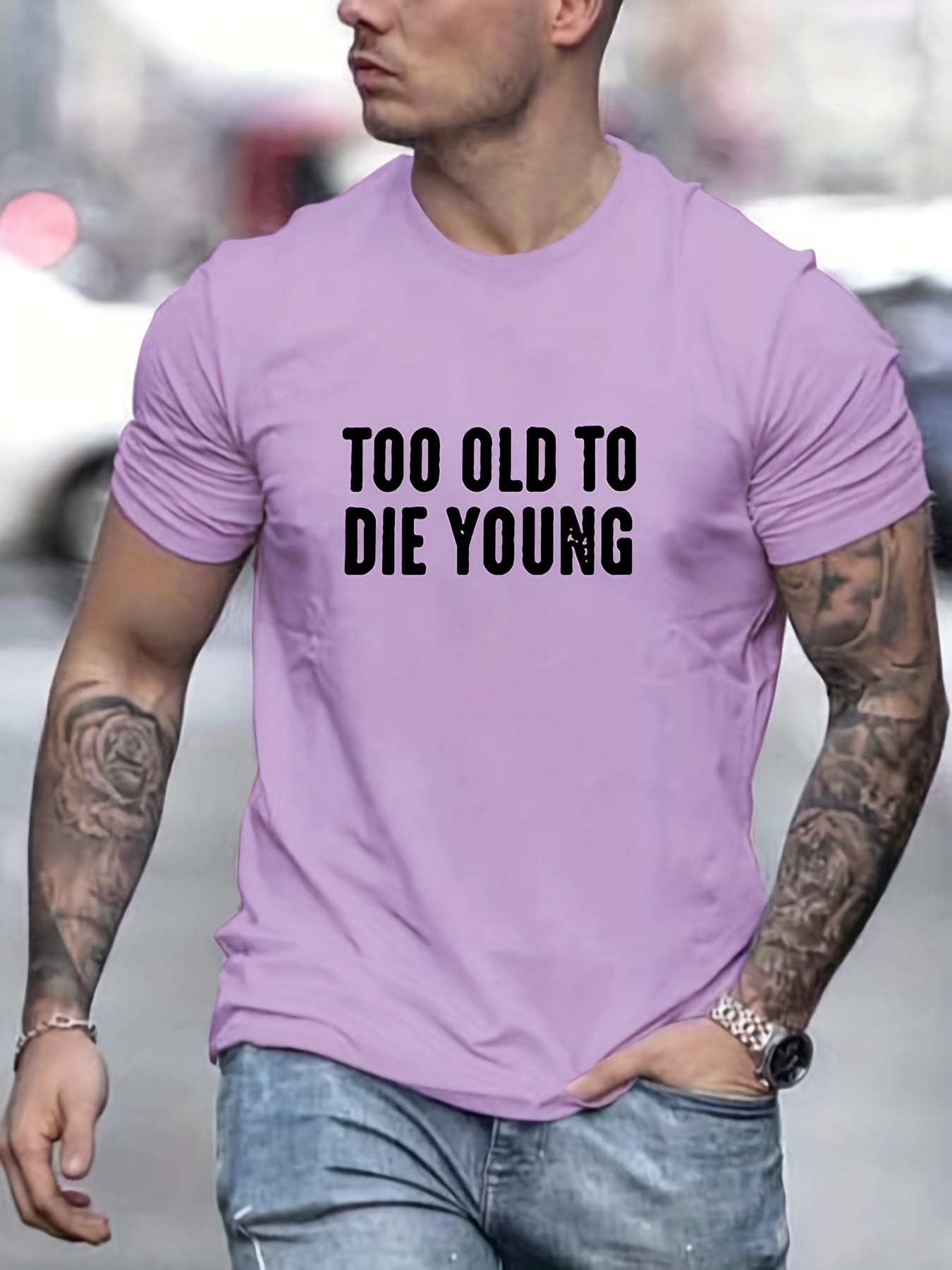 Men's Breathable Letter Print T Shirt for Summer