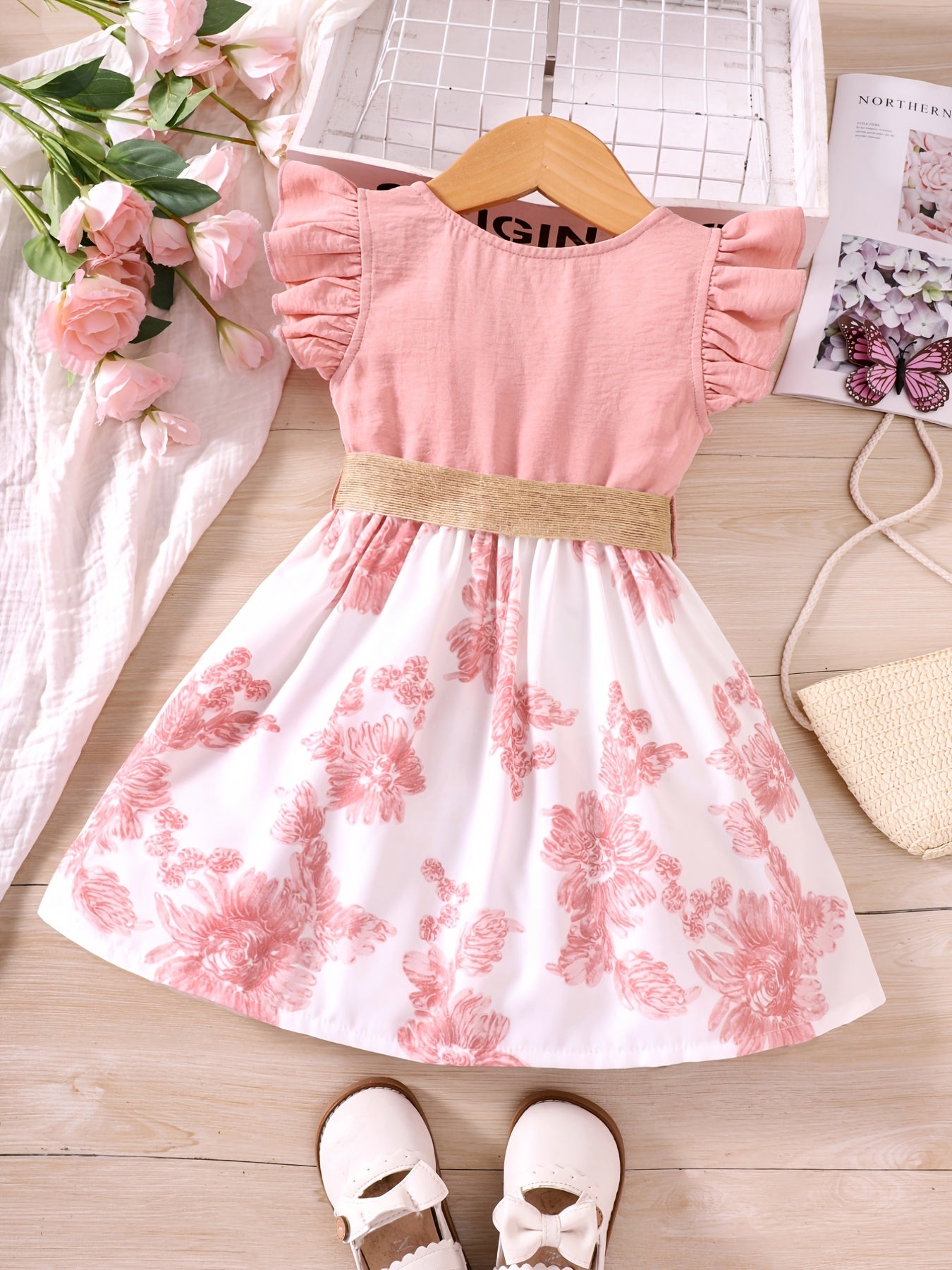 Toddler Girls Floral Splicing Princess Dress For Party