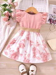 Toddler Girls Floral Splicing Princess Dress For Party