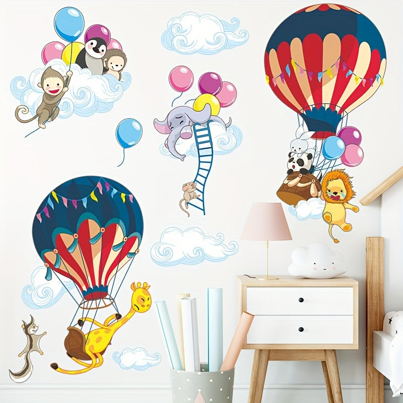 2pcs Animal Hot Air Balloon Wall Stickers Home Decoration